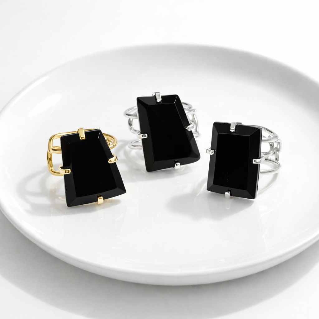 Black Obsidian Ring -Medium Size 5-9