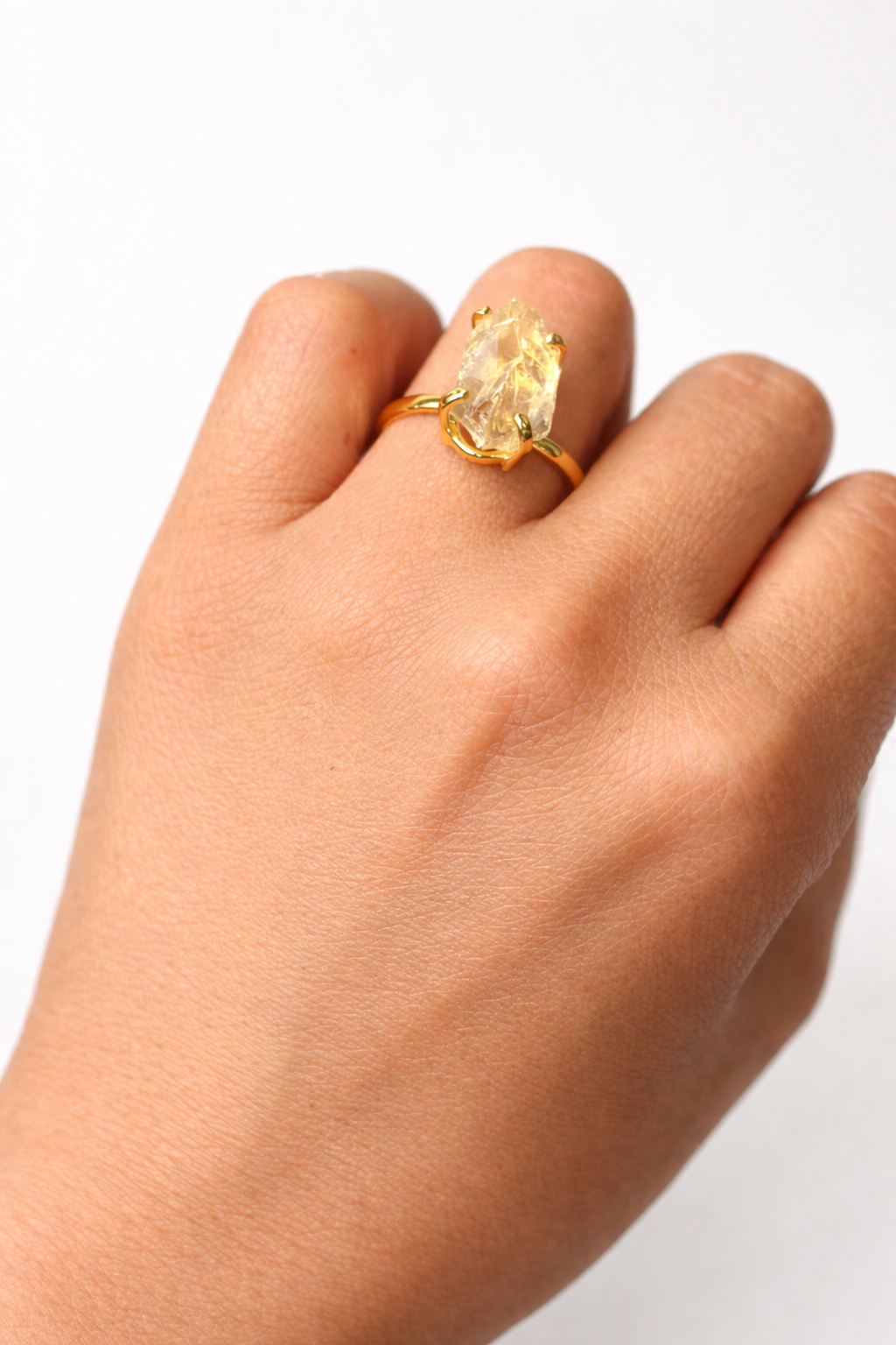 Raw Citrine Solitario Small
