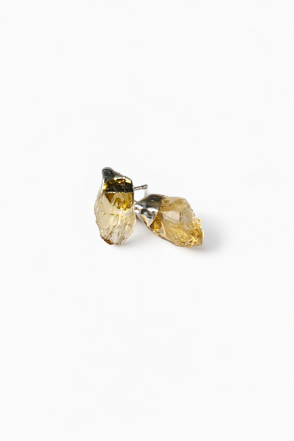 Raw Citrine Stud Earrings