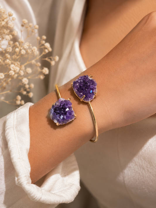 Double Amethyst Druzy Bracelet