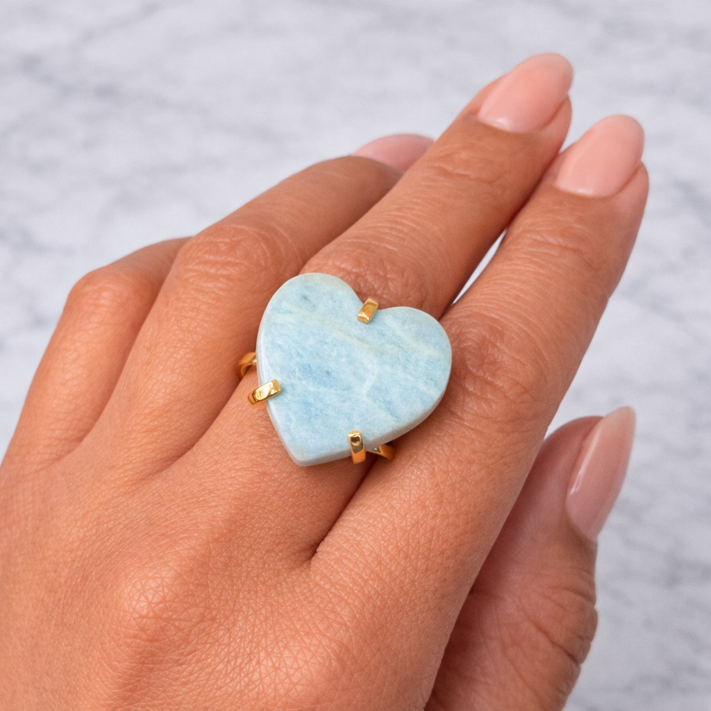 Aquamarine Heart Ring