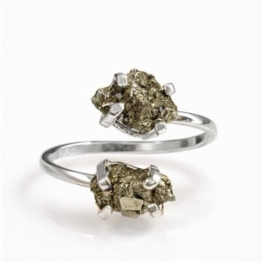 Double Pyrite Ring Sterling Silver