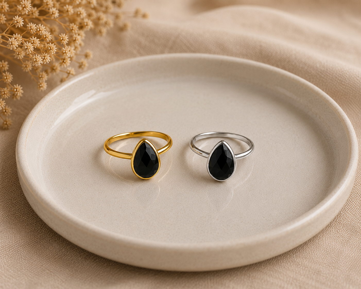 Black Onyx Adjustable Sterling Silver Ring