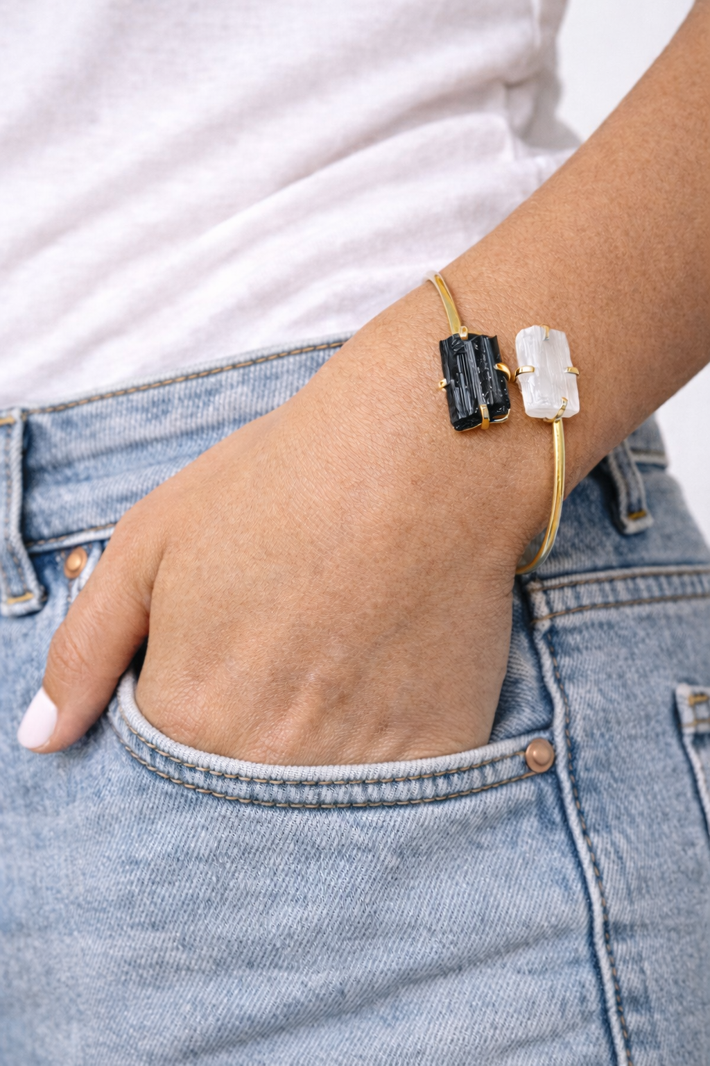 Double Tourmaline & Selenite Bracelet