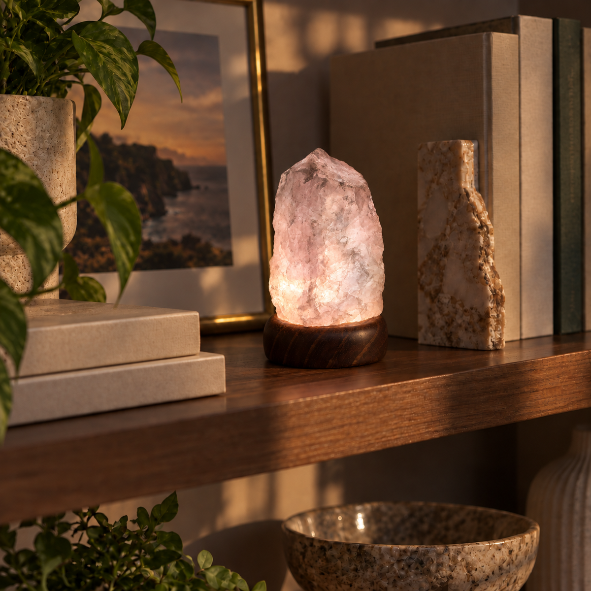 Rose Quartz Crystal Lamp