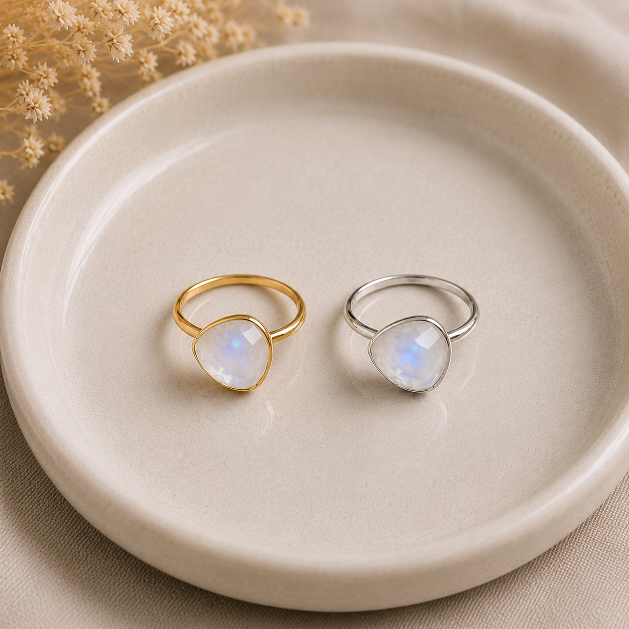 June Birthstone – Moonstone Adjustable Sterling Silver Ring