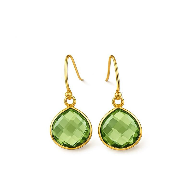 August Birthstone – Peridot Sterling Silver Gold Plated Earrings