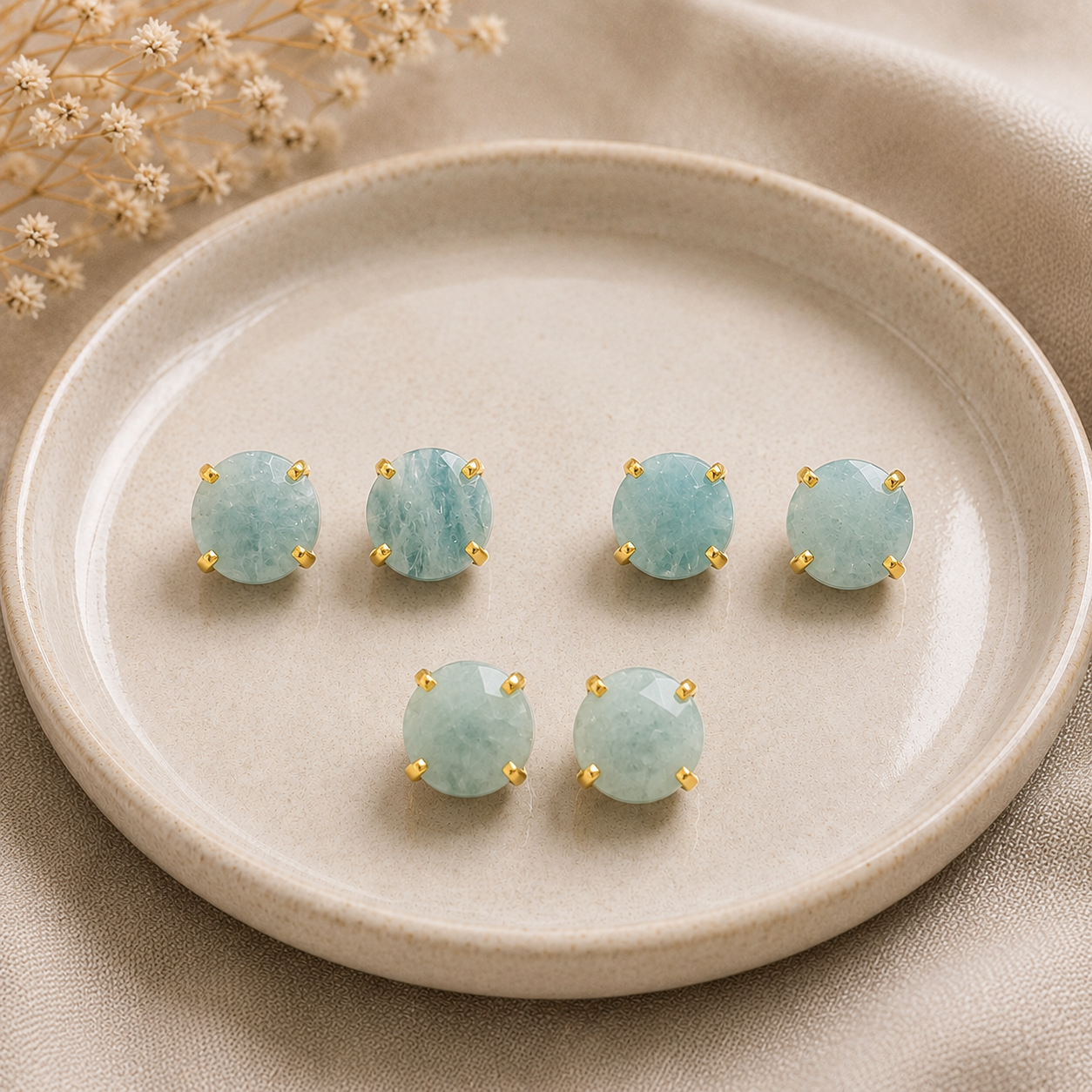 March Birthstone – Aquamarine Stud Earrings
