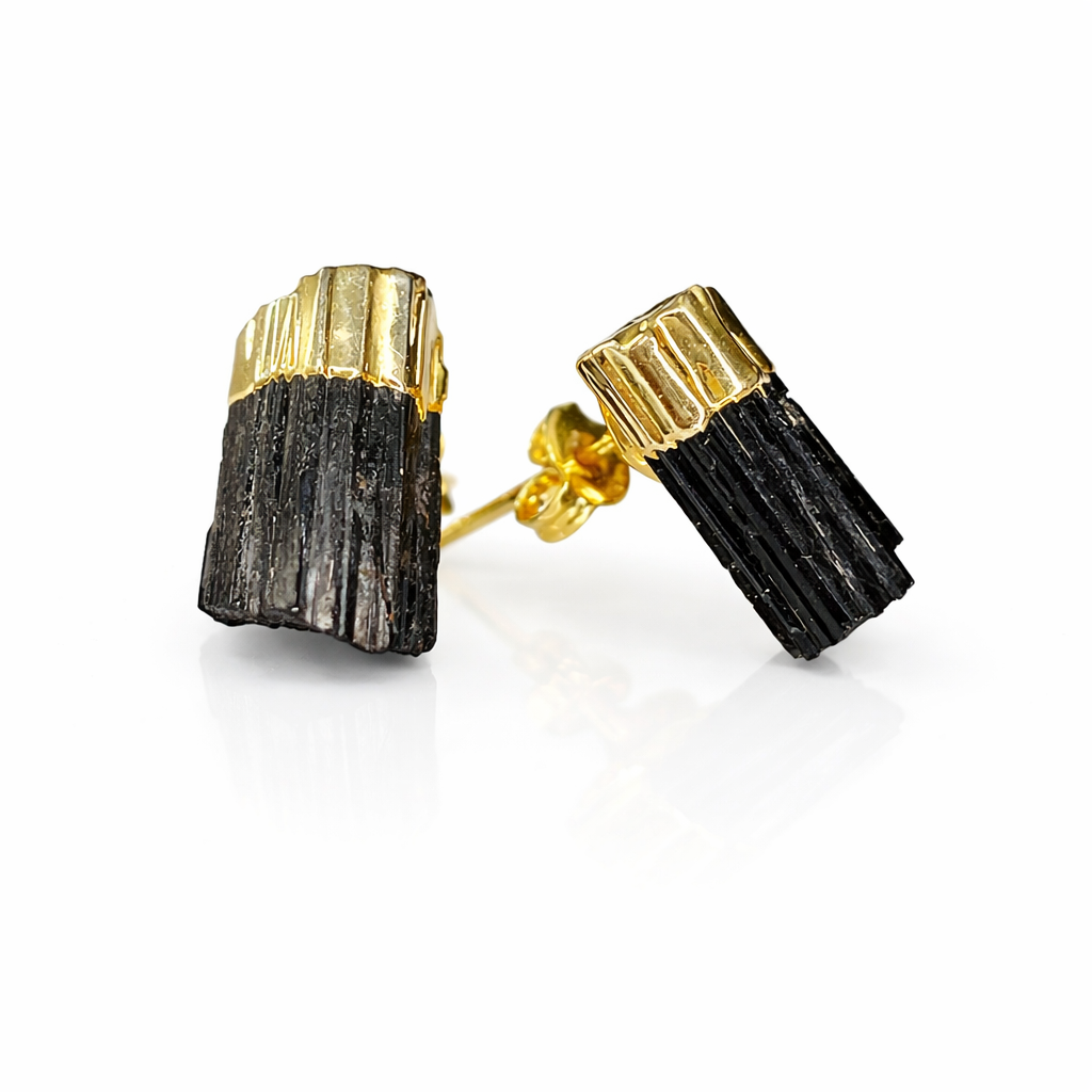 Black Tourmaline Stud Earrings