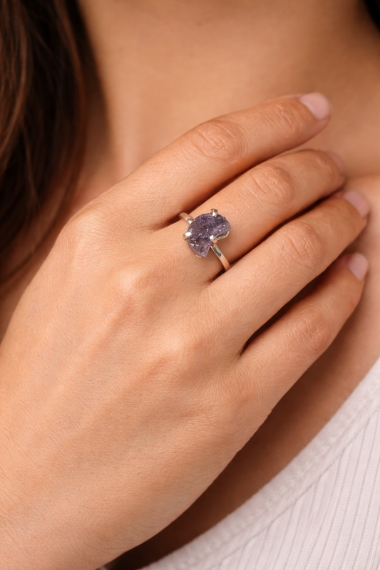 Amethyst Moon Ring (Size 5-8)