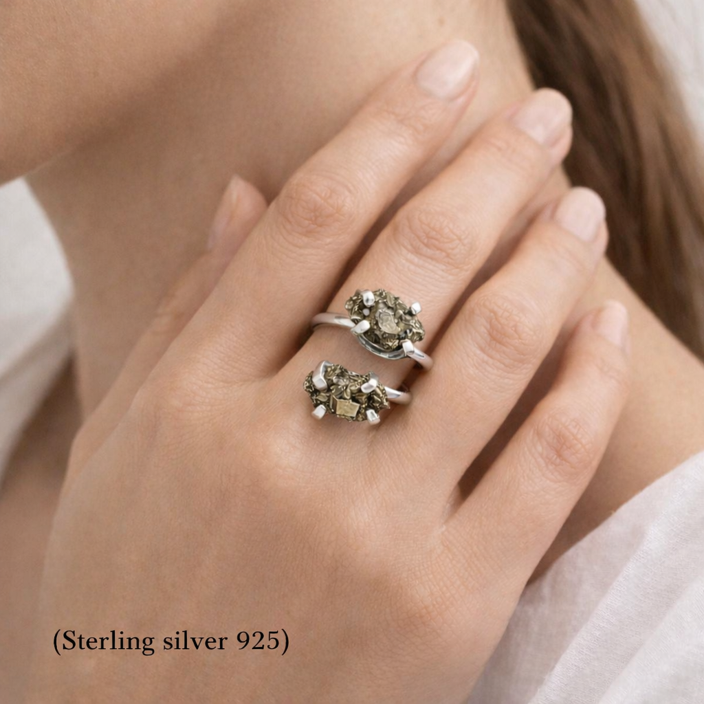 Double Pyrite Ring Sterling Silver
