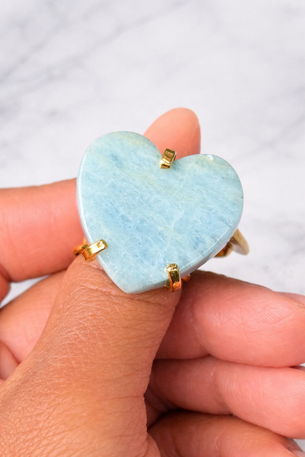 Aquamarine Heart Ring