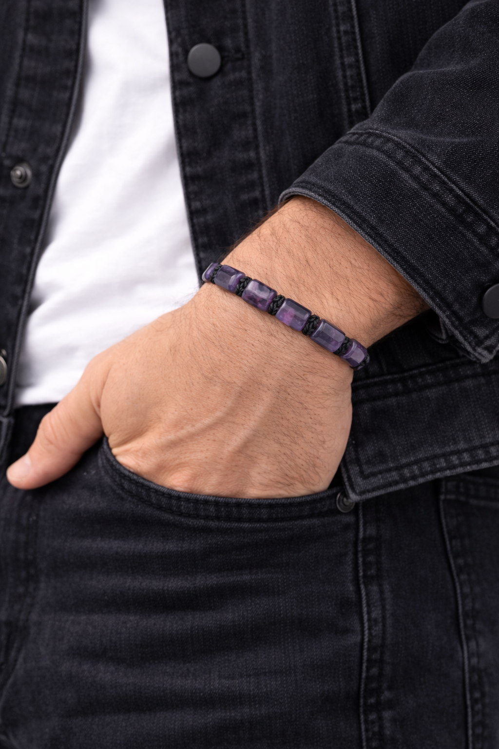 Amethyst Men's Bracelet - Stylish and Durable