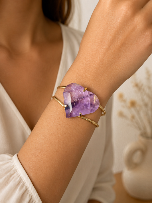 Faceted Amethyst Heart Bracelet