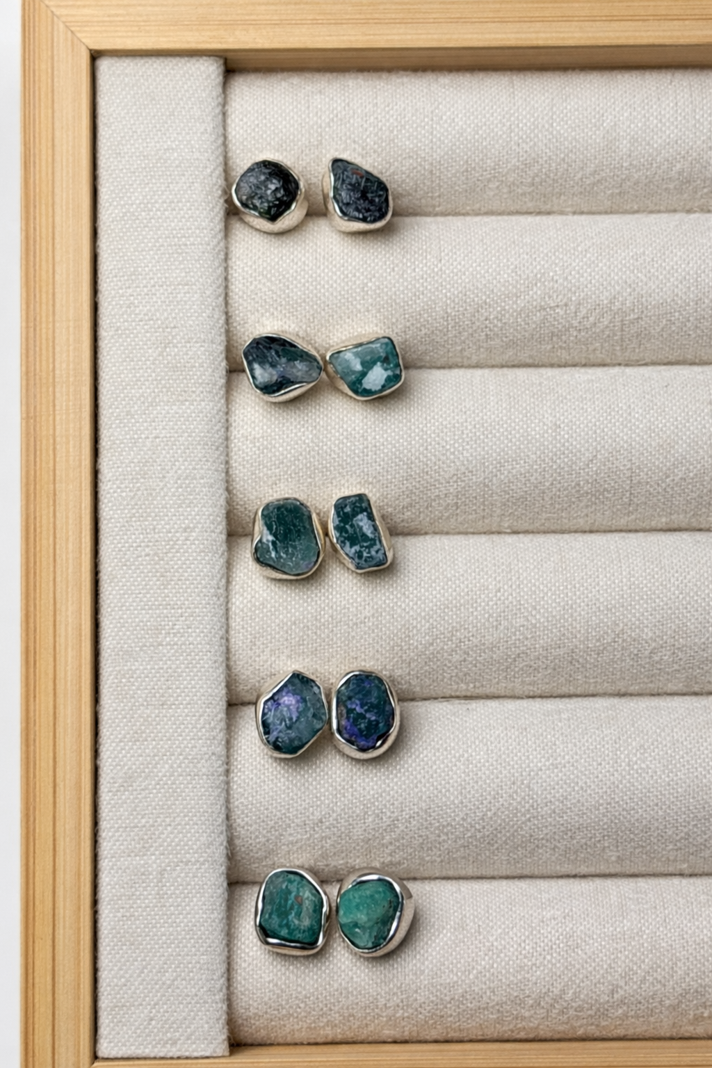 Raw Emerald Stud Earrings (May Birthstone)