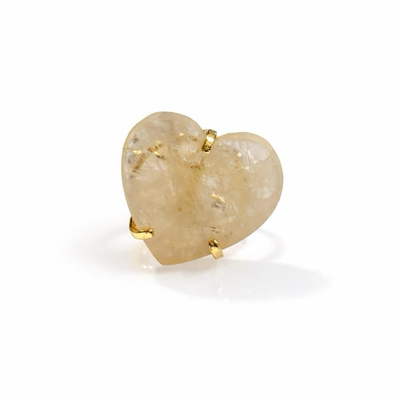 Natural Citrine Heart Ring (Adjustable Size 5–9)