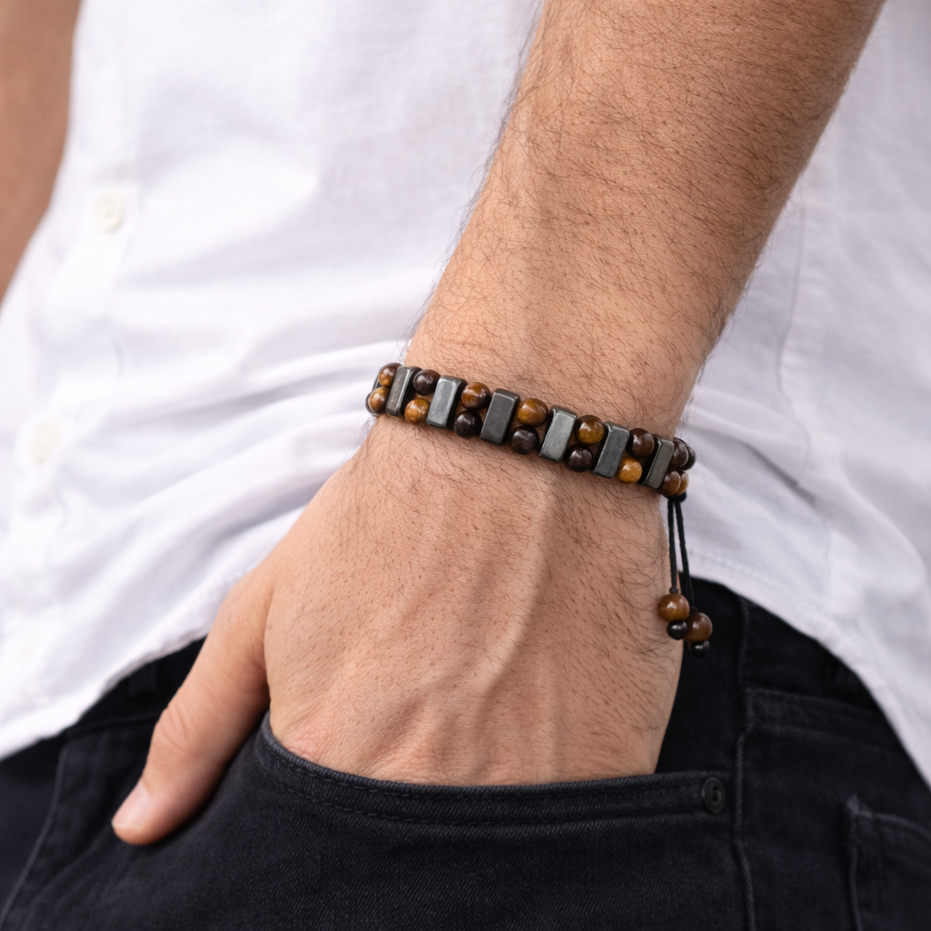 Tiger’s Eye & Hematite Men’s Bracelet