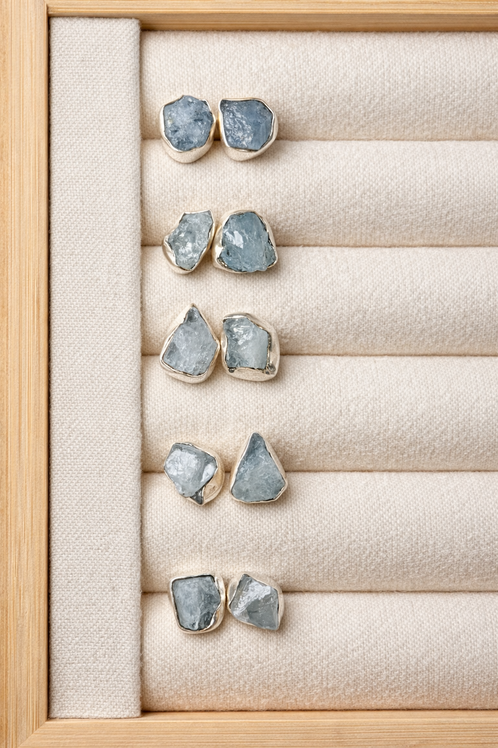 Raw Aquamarine Studs (March Birthstone)