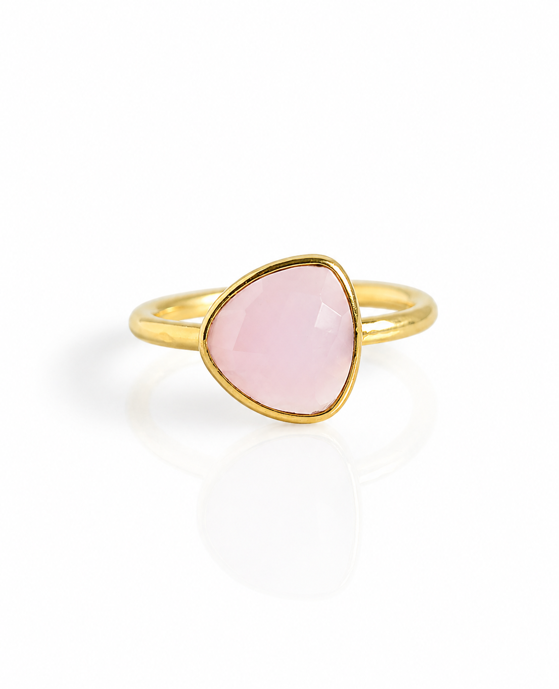 Rose Quartz Adjustable Triangle Ring – Sterling Silver