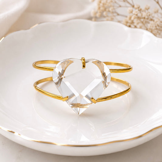 Faceted Clear Quartz Heart Bracelet