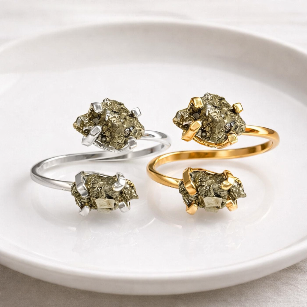 Double Pyrite Ring Sterling Silver