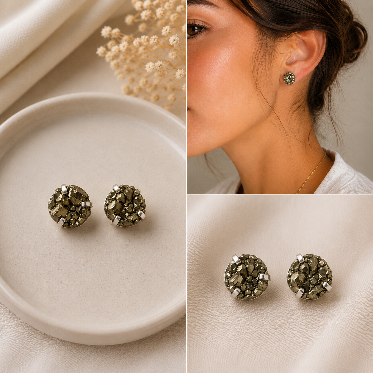 Pyrite Stud Earrings