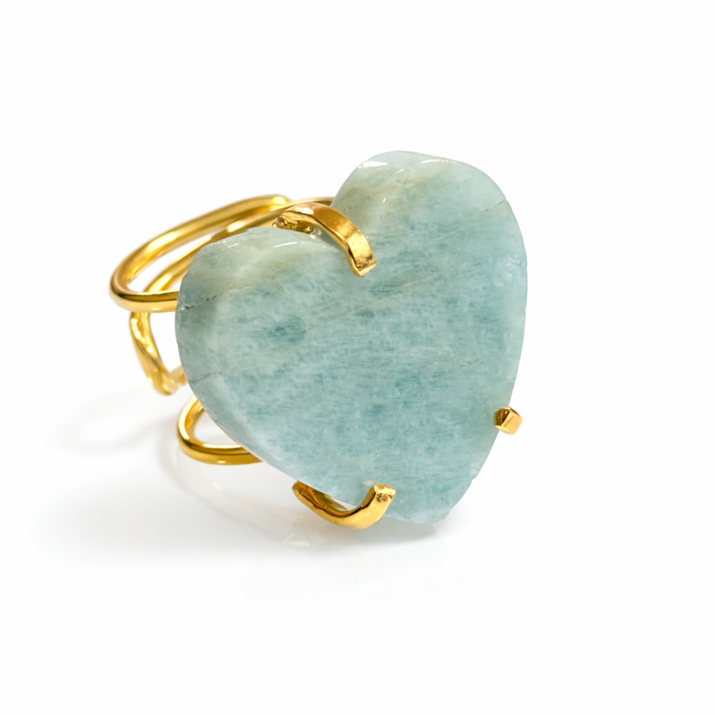 Aquamarine Heart Ring