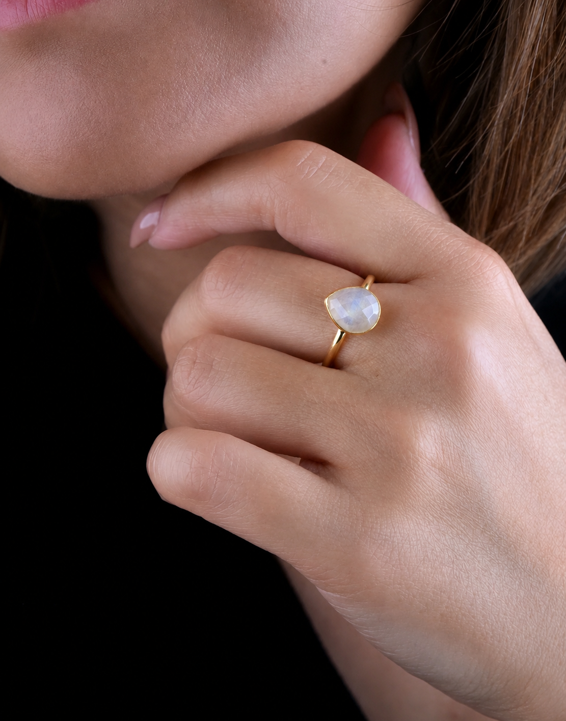 June Birthstone – Moonstone Adjustable Sterling Silver Ring