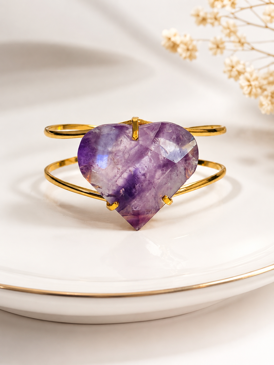 Faceted Amethyst Heart Bracelet