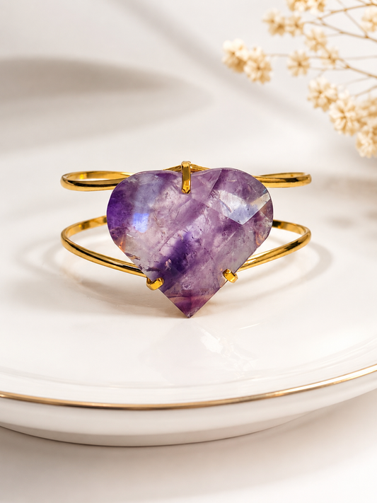 Faceted Amethyst Heart Bracelet