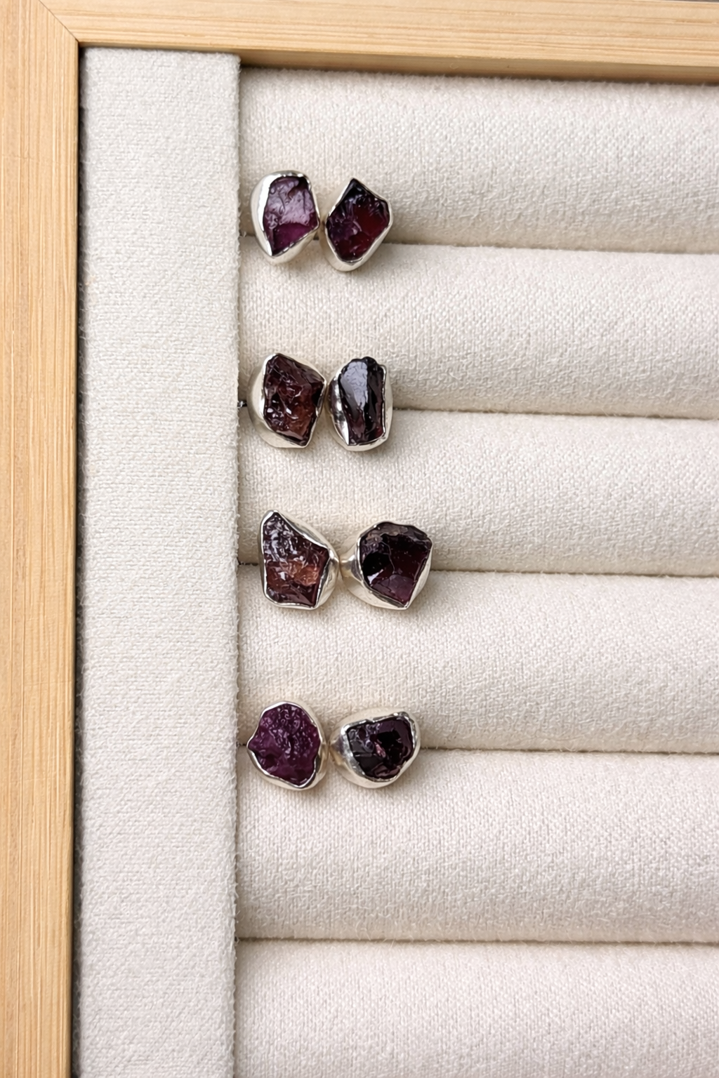 Raw Garnet Stud Earrings (January Birthstone)