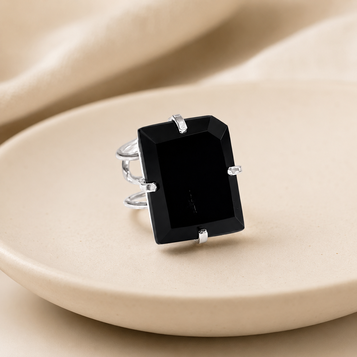 Black Obsidian Ring -Medium Size 5-9