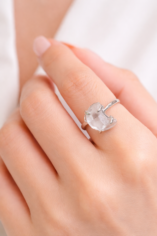 Clear Quartz Moon Ring (size 5-8)