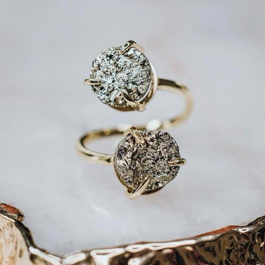 Pyrite Adjustable Round Ring