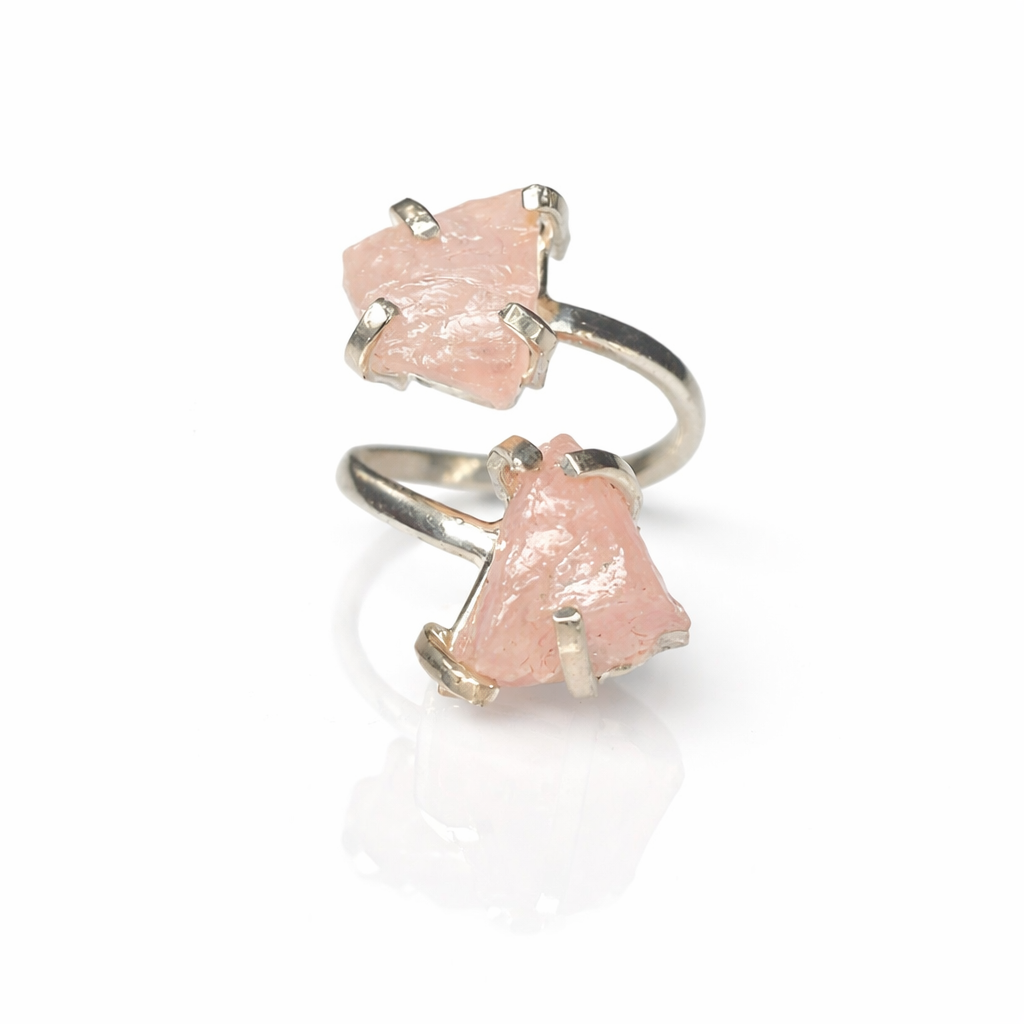Rose Quartz Double Ring (Adjustable 5-9)