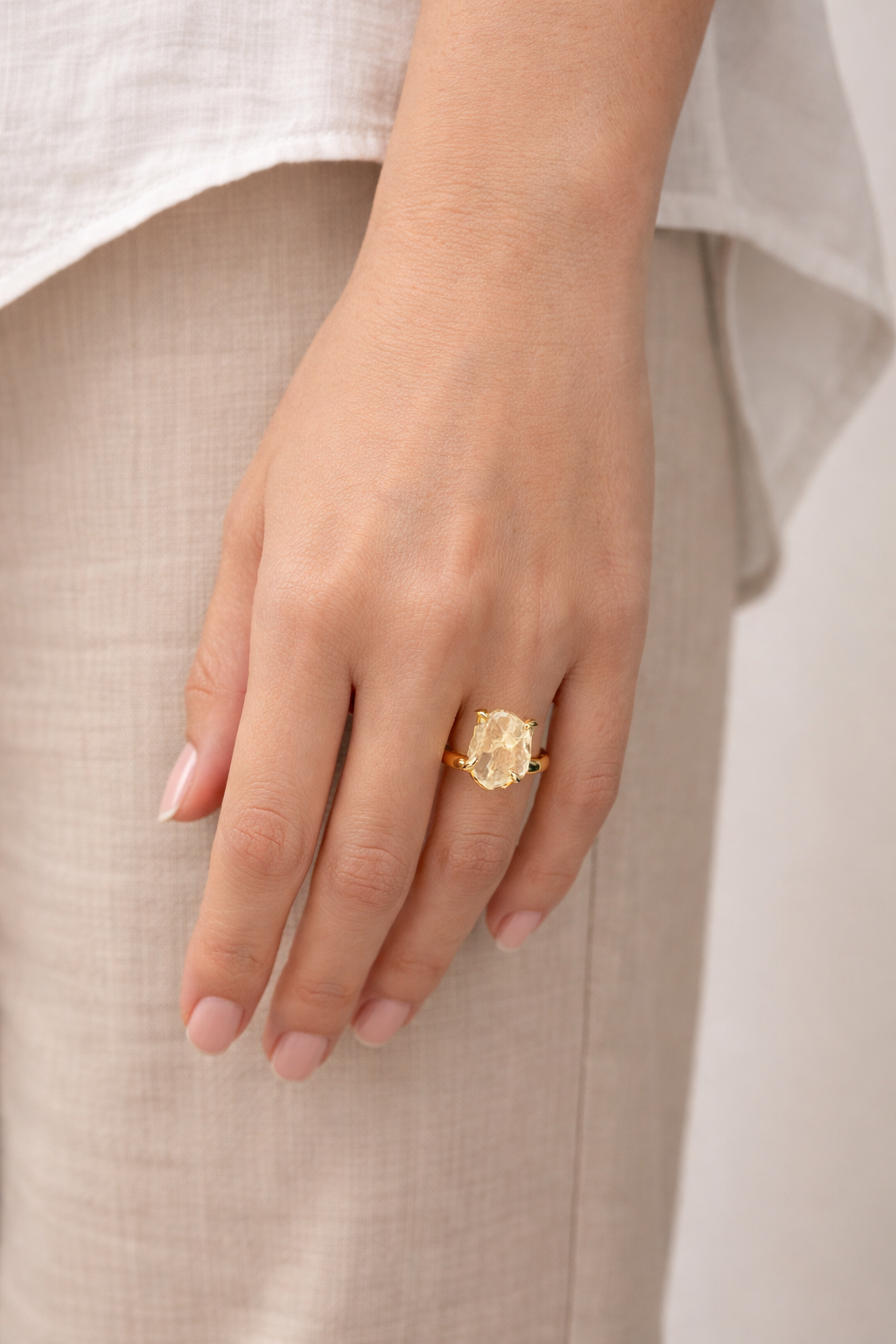 Raw Citrine Solitario Small