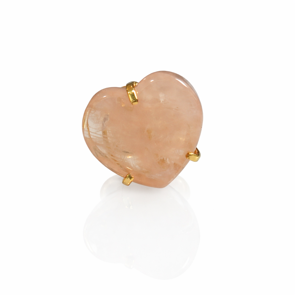 Rose Quartz Heart Ring (Size 5-9)