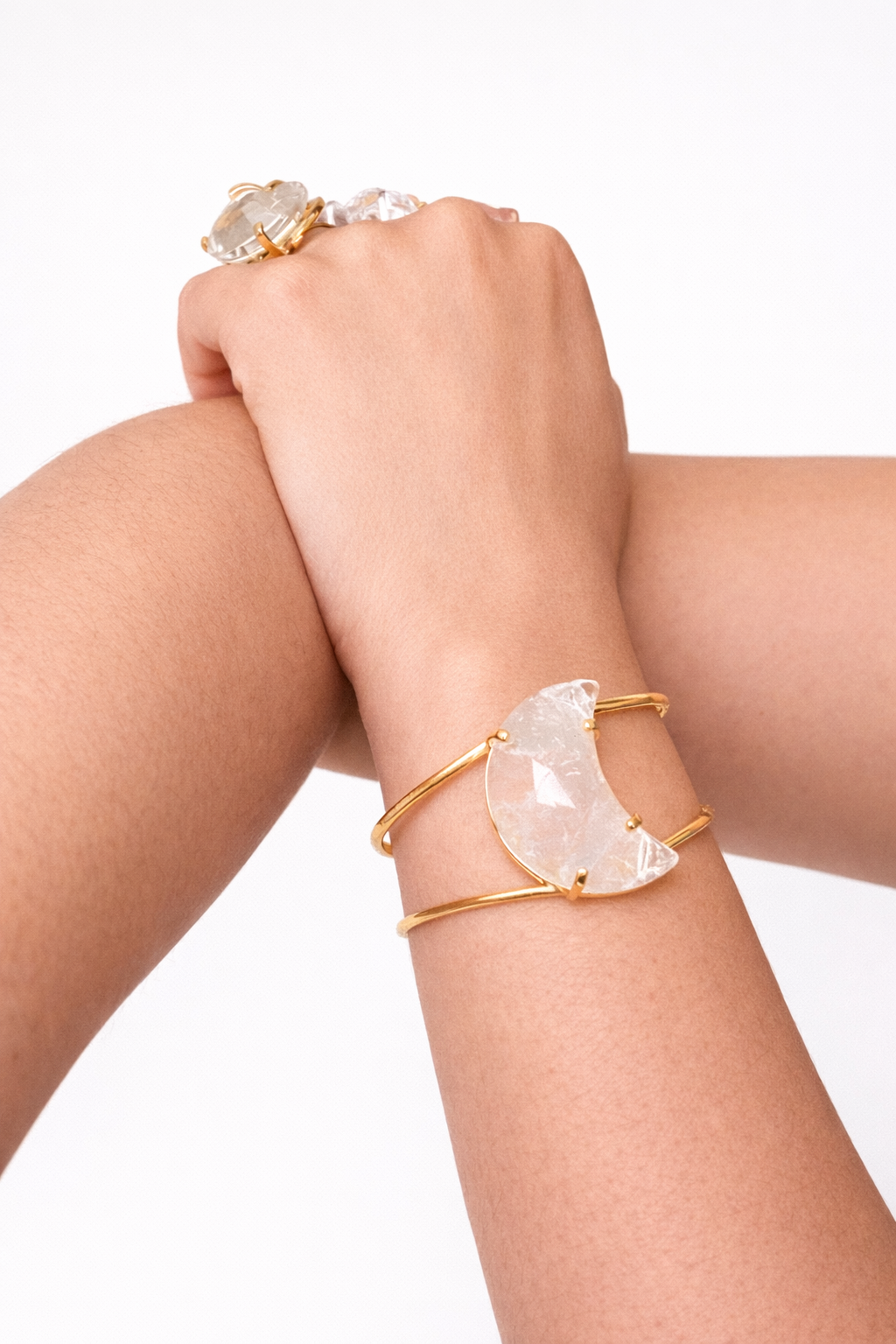 Clear Quartz Moon Bracelet