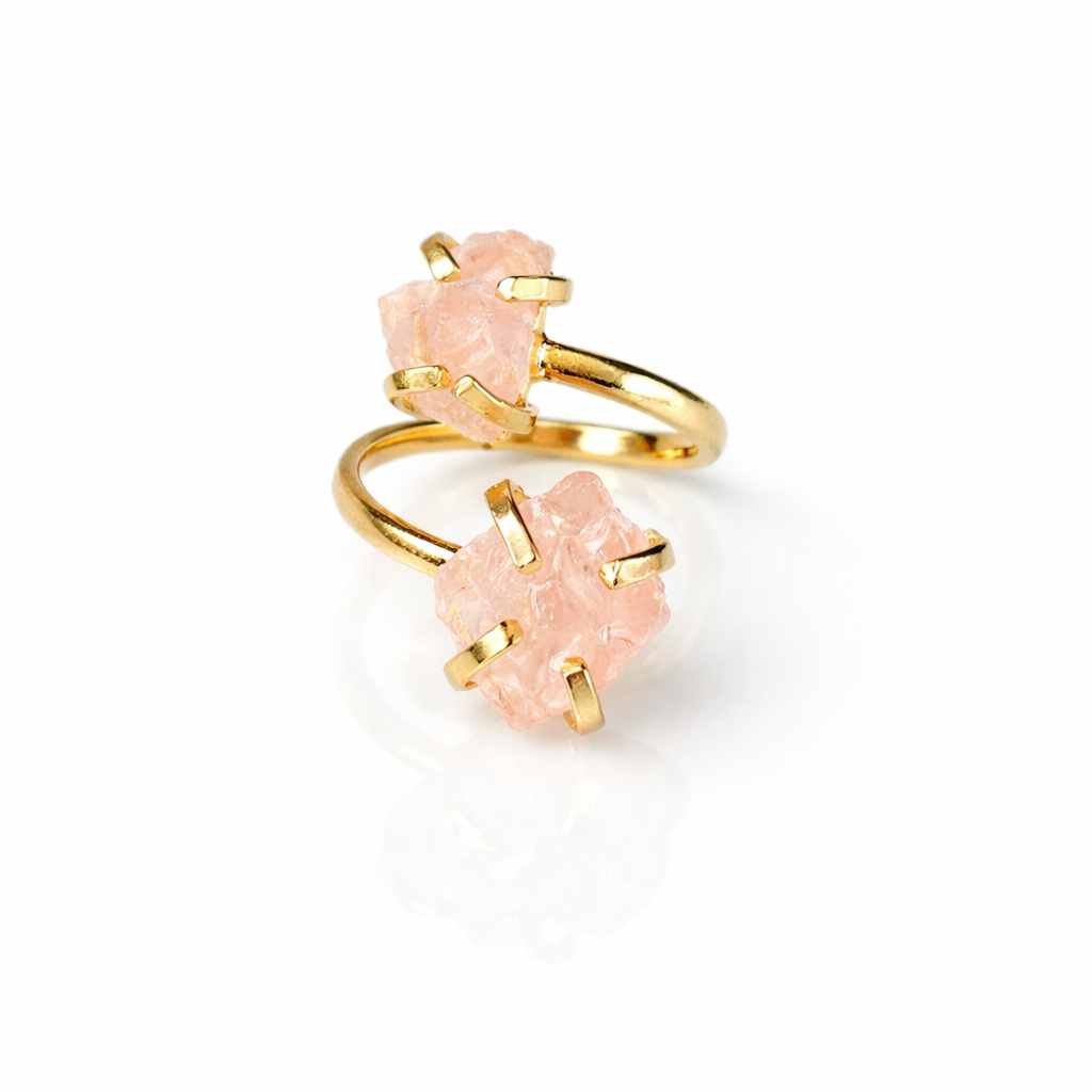 Rose Quartz Double Ring (Adjustable 5-9)