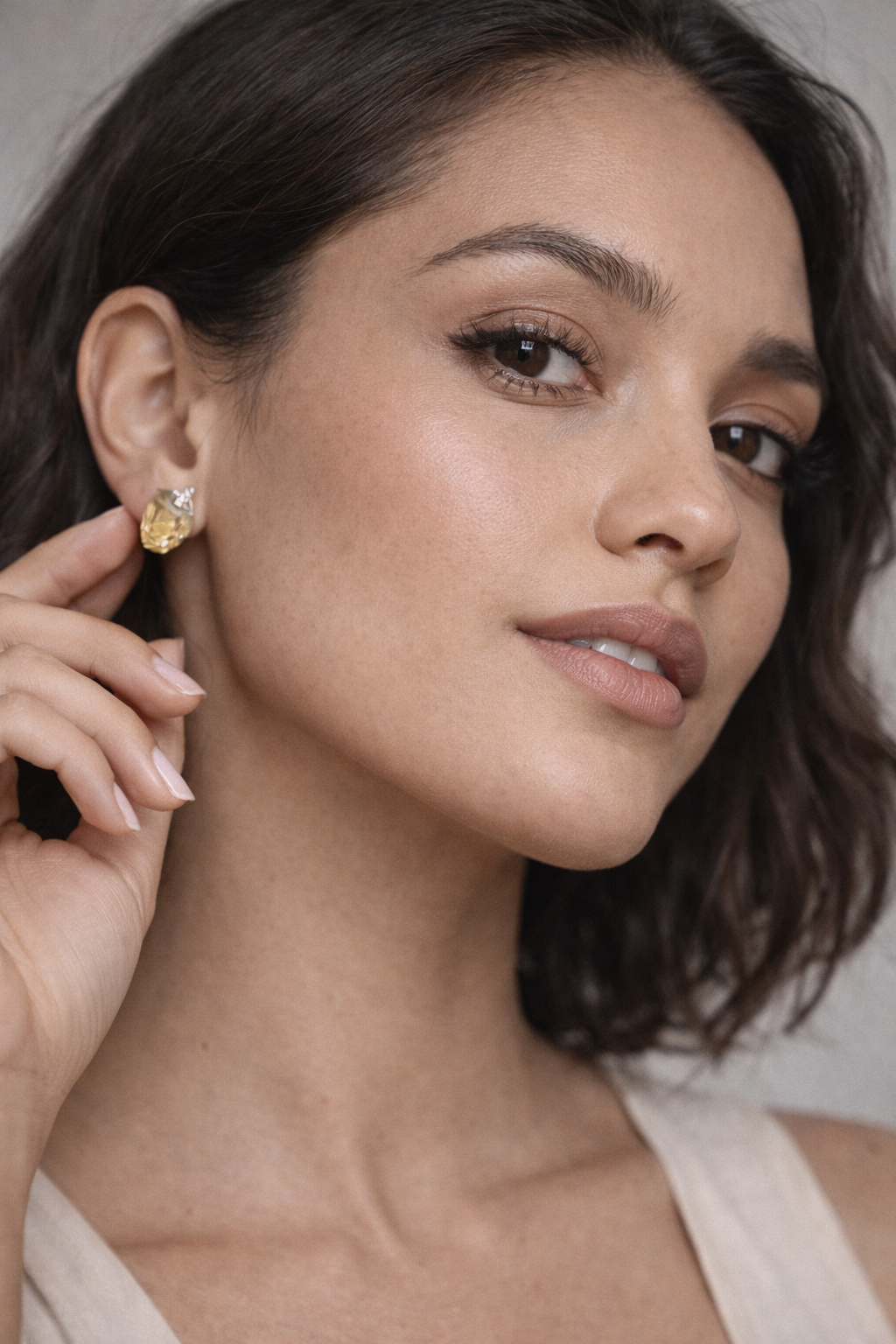Raw Citrine Stud Earrings