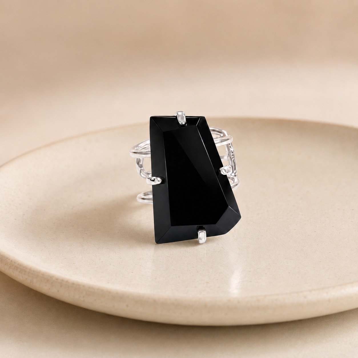 Black Obsidian Ring -Medium Size 5-9