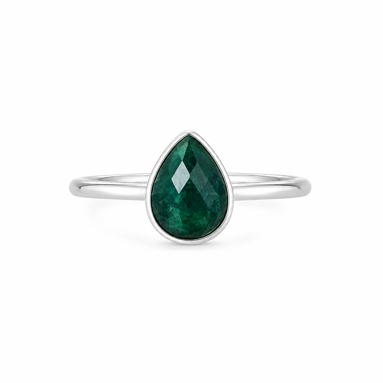 May Birthstone – Emerald Adjustable Sterling Silver Ring