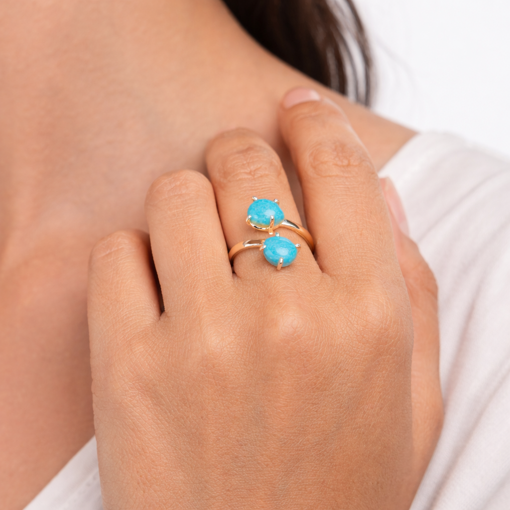 Double Turquoise Ring -December Birthstone