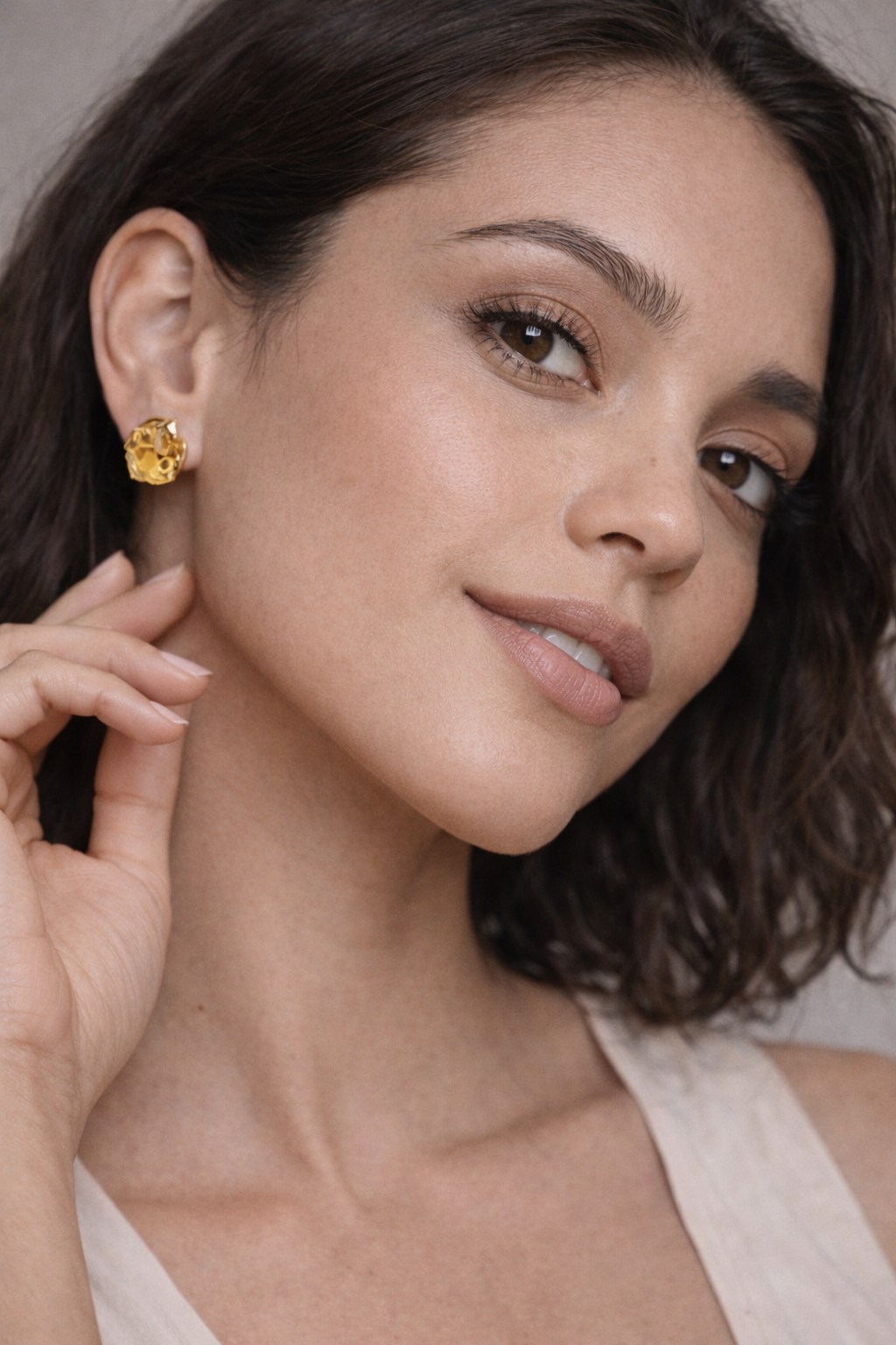 Raw Citrine Stud Earrings