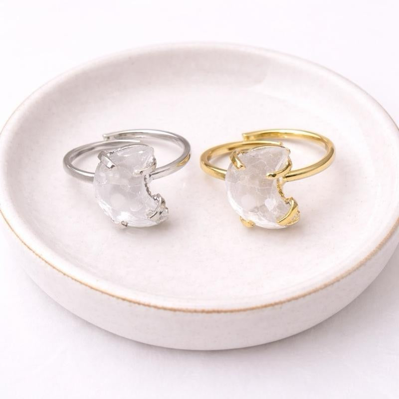 Clear Quartz Moon Ring (Adjustable 5-8)