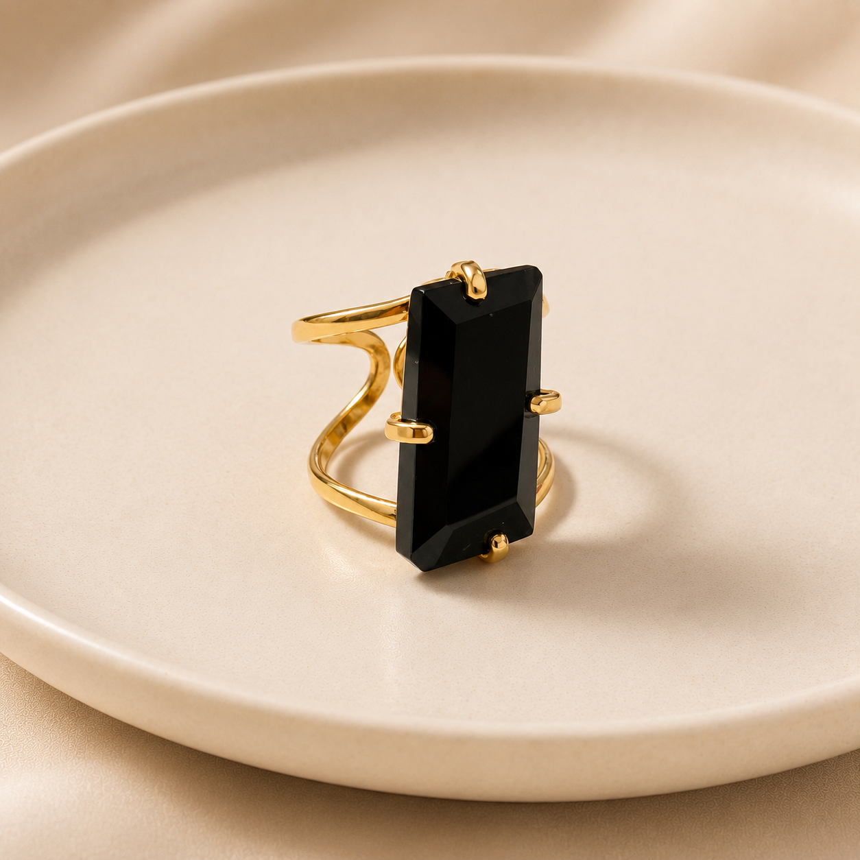 Black Obsidian Ring – Large Size 6–10