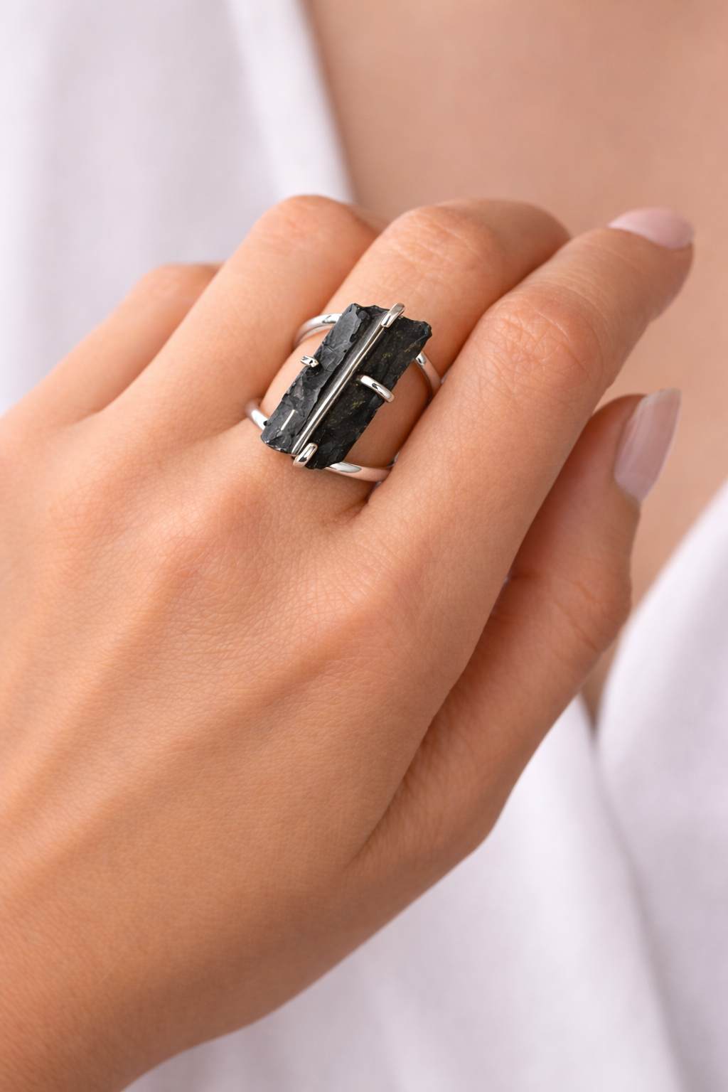 Black Tourmaline Ring (Adjustable 9-13)
