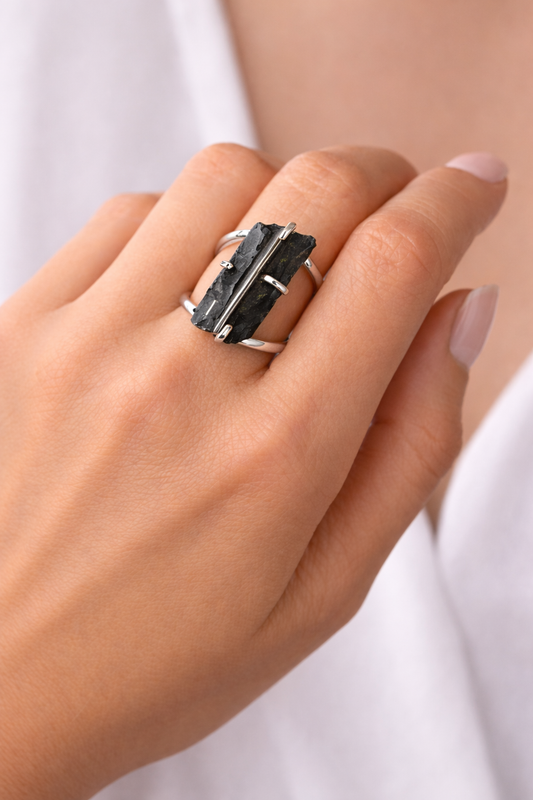 Black Tourmaline Ring (Adjustable 9-13)