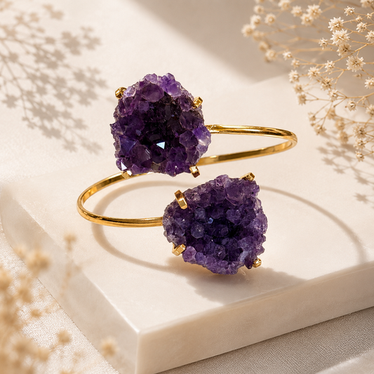 Double Amethyst Druzy Bracelet