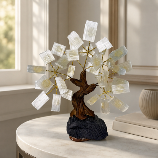 Selenite & Tourmaline Tree of Life